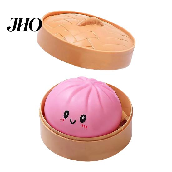 TPR Steamed Bun Toy Stress Relief with Steamer Simulation Stuffed Food Reliever Squeeze Sensory Soft Chinese Fidget