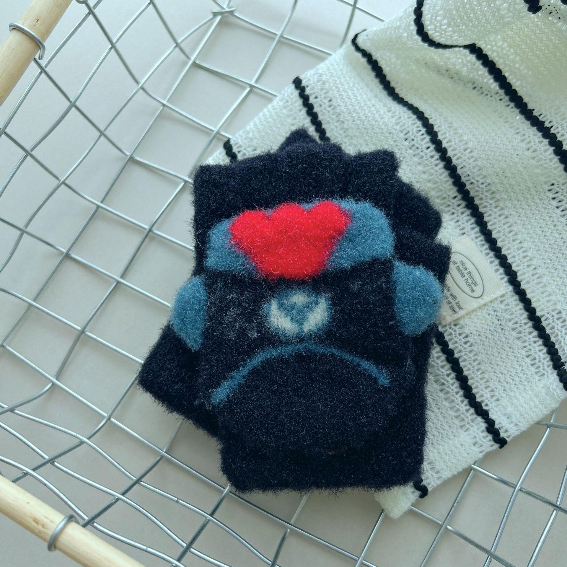 

Children s Gloves Cute Cartoon Cold Proof Knitted Wool for Boys and Girls Half Finger Autumn and Winter Flip Cover for Middle and Large Children one size