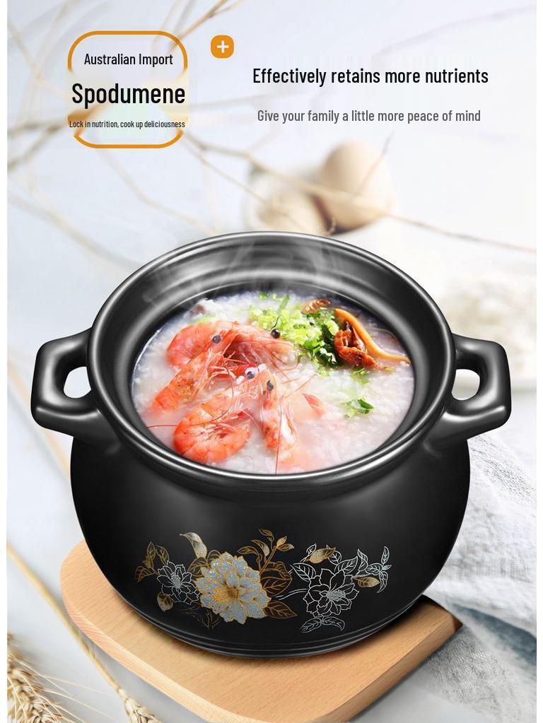 High-Temperature Resistant Large Capacity Ceramic Casserole and Soup Pot for Gas Flame