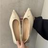 Fashion Elegant Soft Leather Flat Heel Shoes 2025 Spring New Arrival Solid Color Pointed Toe Low Heel Flat Foot Women's Sandals Single