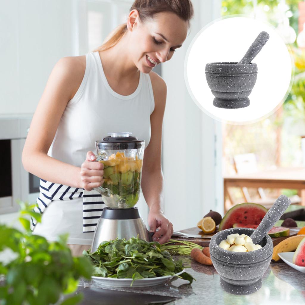 Garlic Press Grinder Pp Plastic Pestle Bowl Set For Spice Herb Crushing Kitchen Tools Garlic Pounder Easy Clean Modern