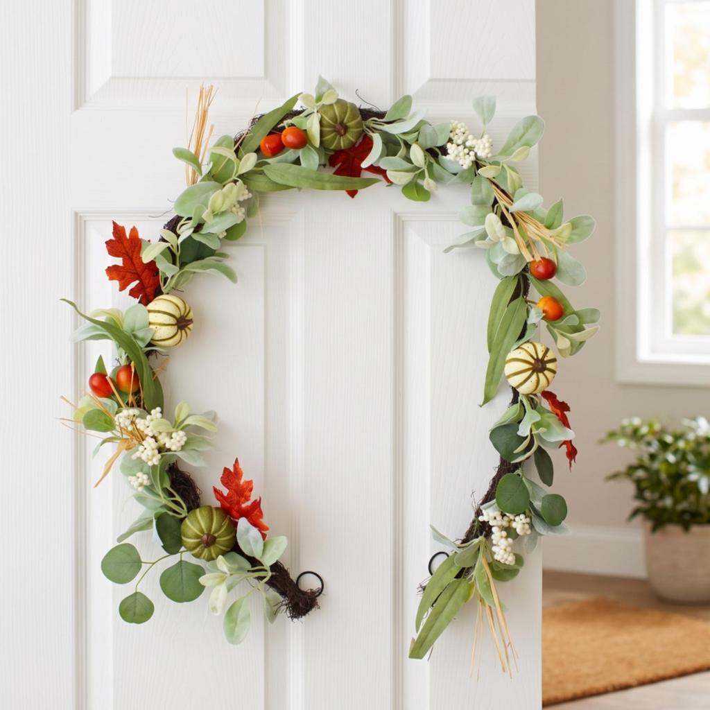 Autumn Garland with Pumpkins Vivid Fall Lifelike for Thanksgiving