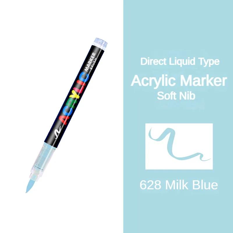 GUANGNA 16 Colors Direct-liquid Acrylic Marker Pen Waterproof Pen Soft Brush Nib for Glass Stone Metal Art Supplies Stationery