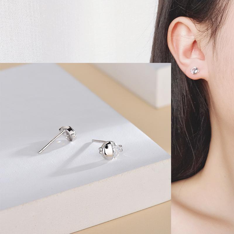 925 Silver Geometry Studs Earring for Women Splicing Korean Hip Hop Versatile Jewelry Gift