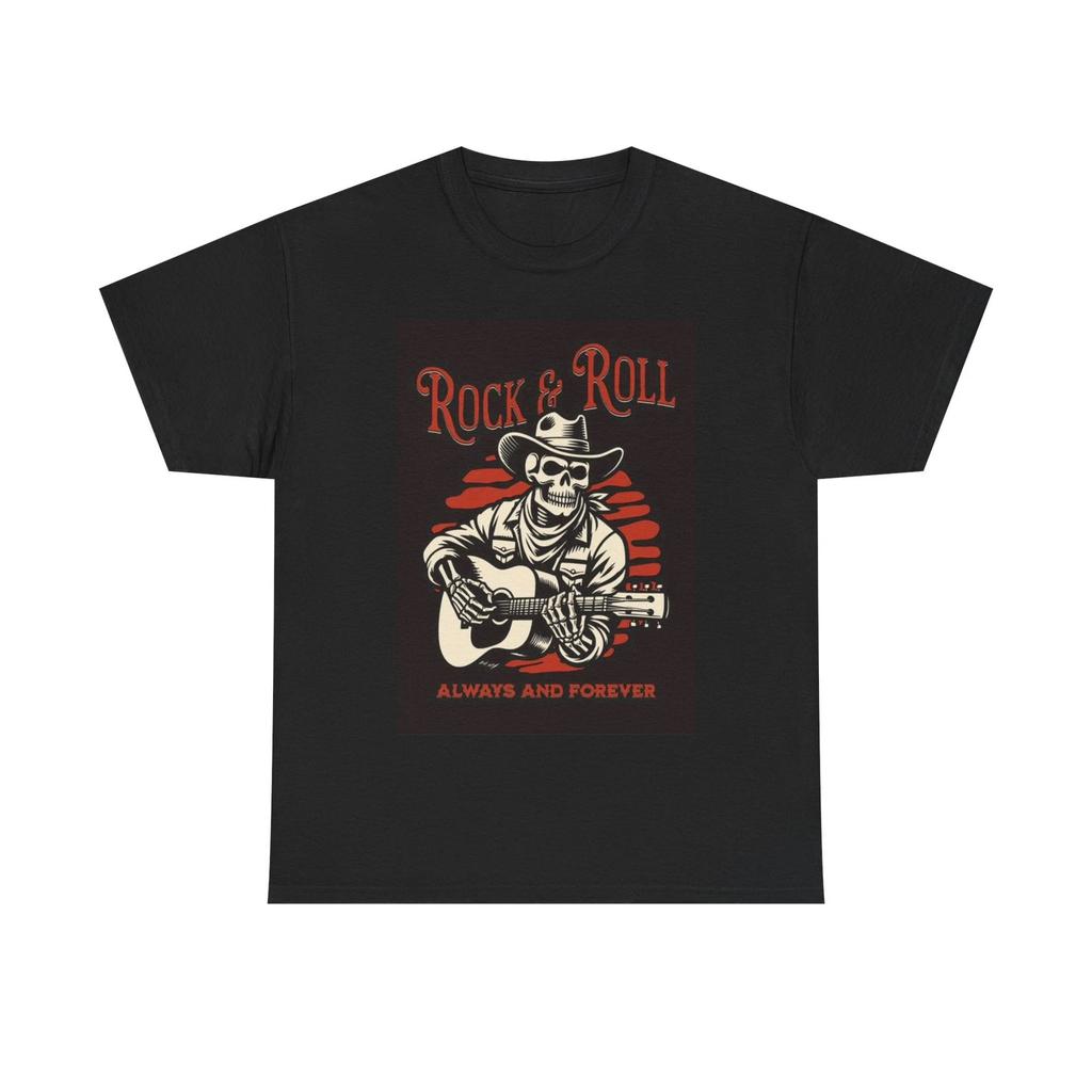 Rock and Roll Tshirt Vintage Skeleton Graphic Retro Unisex Heavy Cotton Tee