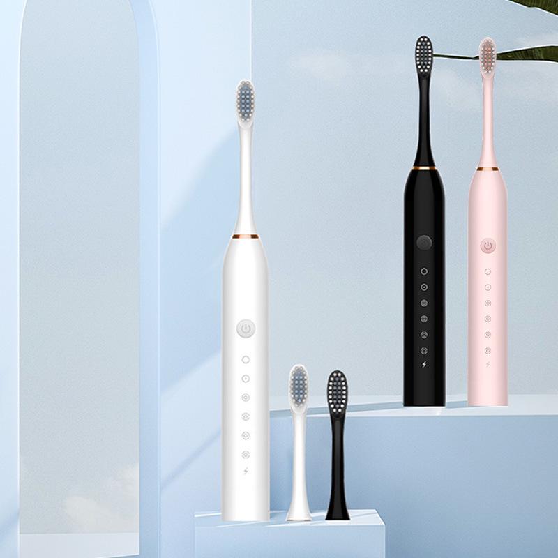 Rechargeable Ultrasonic Electric Toothbrush for Adults & Kids - Soft Bristle, Six Speeds