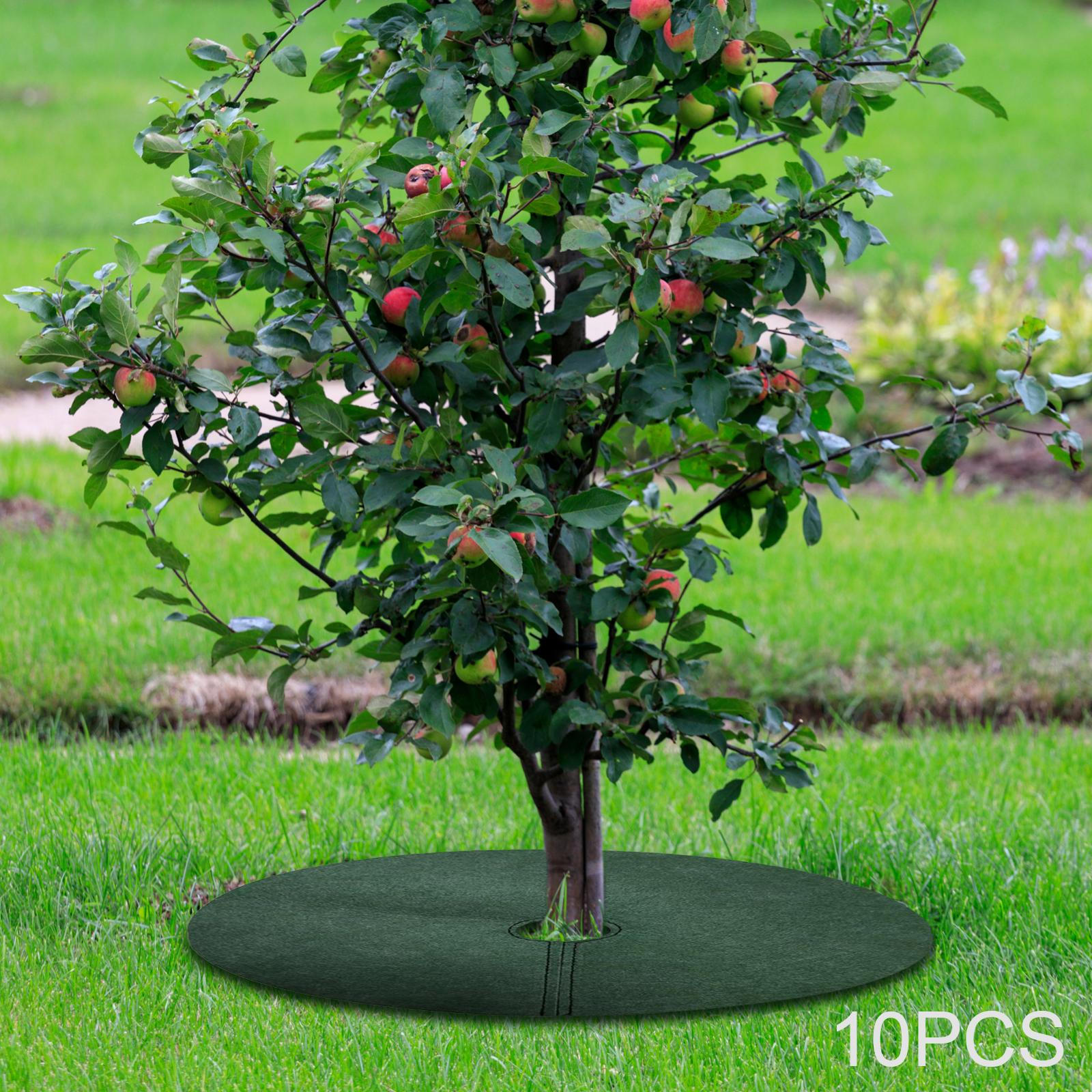 

Упаковка из 10 штук Нетканых Разлагаемых Мульчирующих Колец для Борьбы с Сорняками с Отверстиями, Многоразовые, для Барьера XXL