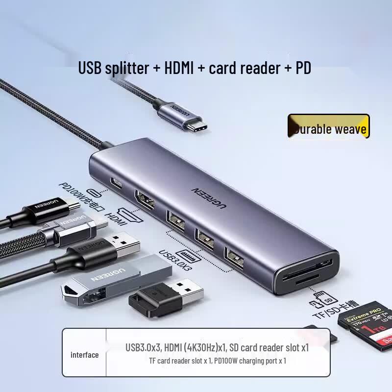 Ugreen CM511 USB-C 6-in-1 Hub with HDMI, VGA & Card Reader