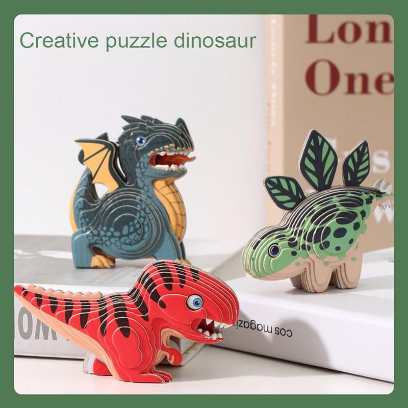 Dinosaurier 3D Papierpuzzle für Kinder Pädagogisches Montessori-Spielzeug Lustiges DIY Manuelle Montage Dreidimensionales Modell Spielzeug für Jungen Mädchen