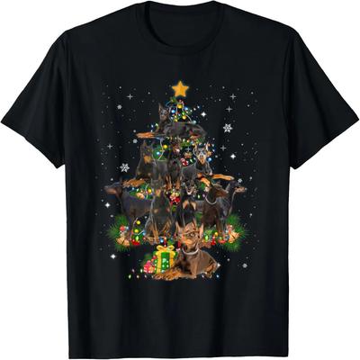 Doberman Christmas Tree Funny Dog Lover Xmas Pajama T-Shirt