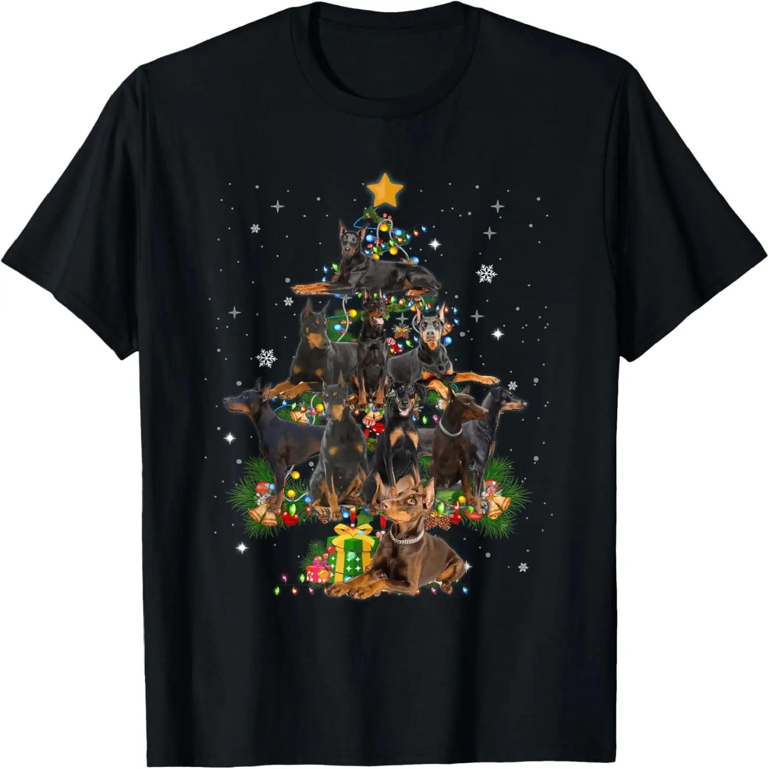 Doberman Christmas Tree Funny Dog Lover Xmas Pajama T-Shirt XXXXXL чёрный