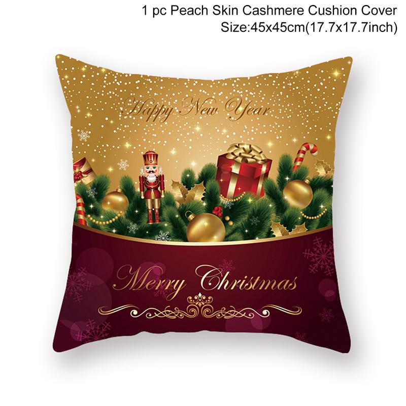 45*45cm Red Merry Christmas Cushion Cover Pillowcase Christmas Decorations For Home 2026 Xmas Noel Ornament New Year Gift 2026