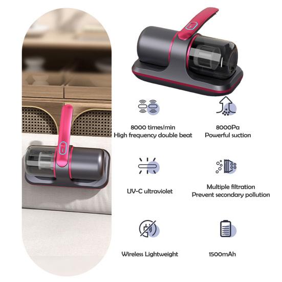 Handheld Vacuum Cleaner Deep Cleaning UV Vacuum Powerful Suction Low Noise Rechargeable Wireless Mite Remover Vacuum