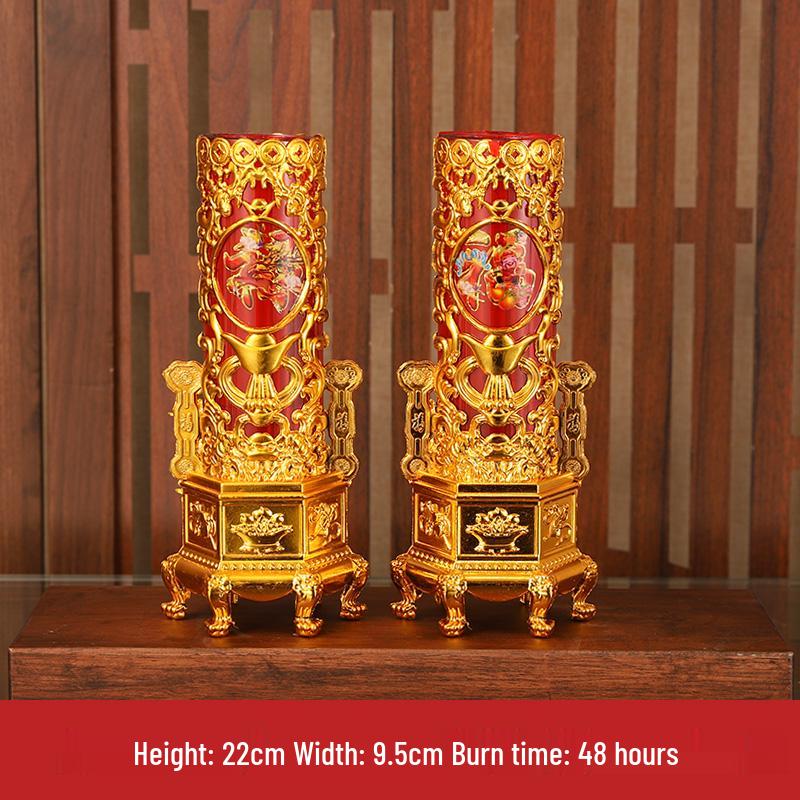 Smokeless Crystal Candle for Buddha Offerings, Housewarming, or New Year Celebrations - Windproof Red Butter Lamp
