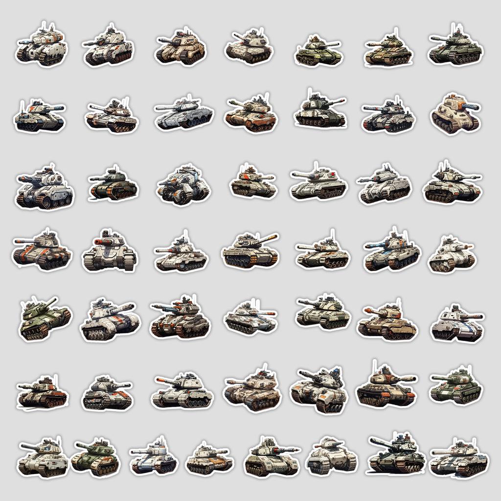 50 Sheets of Tank Series Graffiti Stickers, Stationery Stickers, Water Cups, Laptops, Waterproof Decorative Stickers