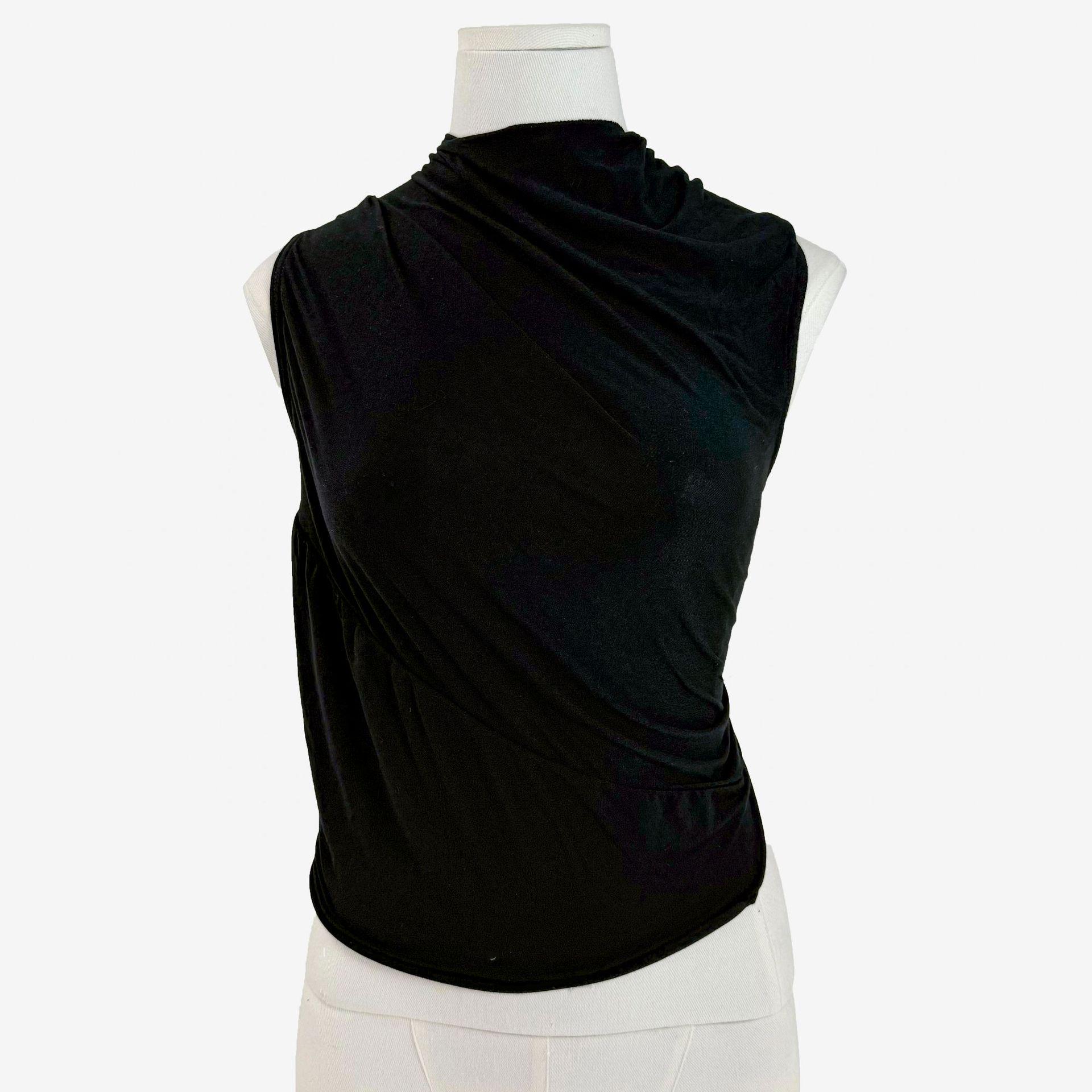 

Women s Pleated Waist Cross Backless Sleeveless Top Large чорний