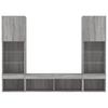 5 piece living wall unit with LED lighting grey Sonoma particleboard