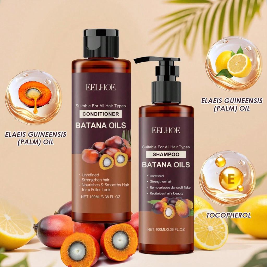 Batana Oil Shampoo And Conditioner Set, Nourishing And Moisturizing, Softening Hair, Smoothing Frizz