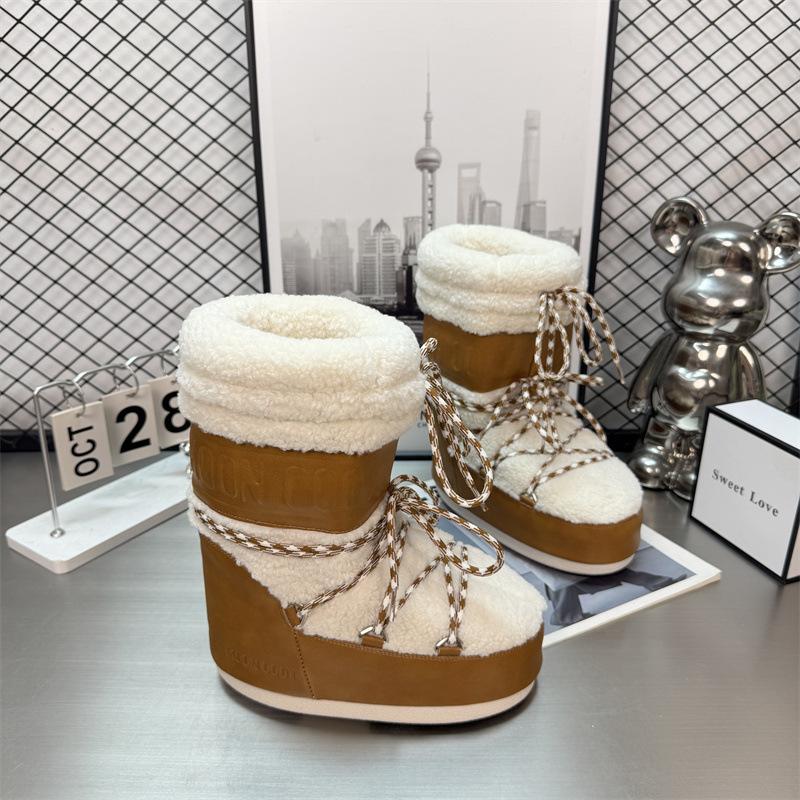 Waterproof version of Gypsy Moon Snow Boots Women's, winter medium-high lace-up non-slip warm ski shoes