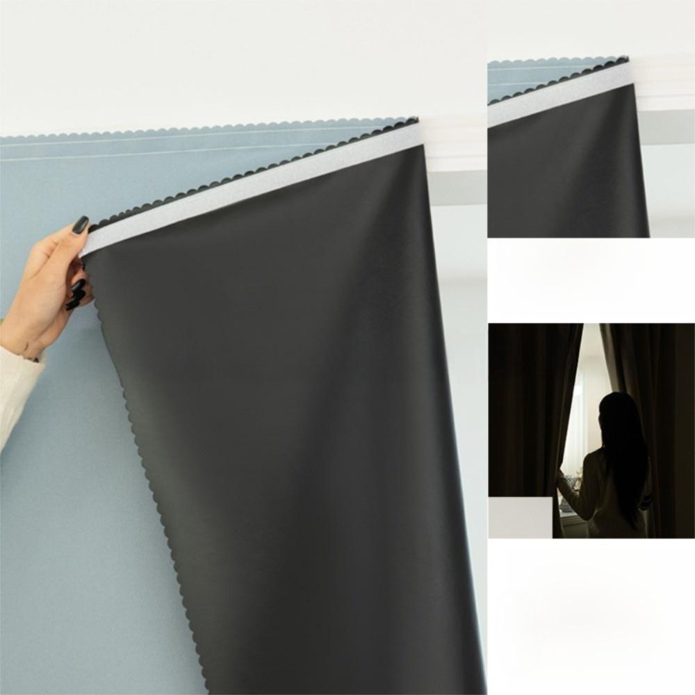 No Drilling Sunshade Curtains Solid Color Insulation Curtains  for Bedroom Bathroom