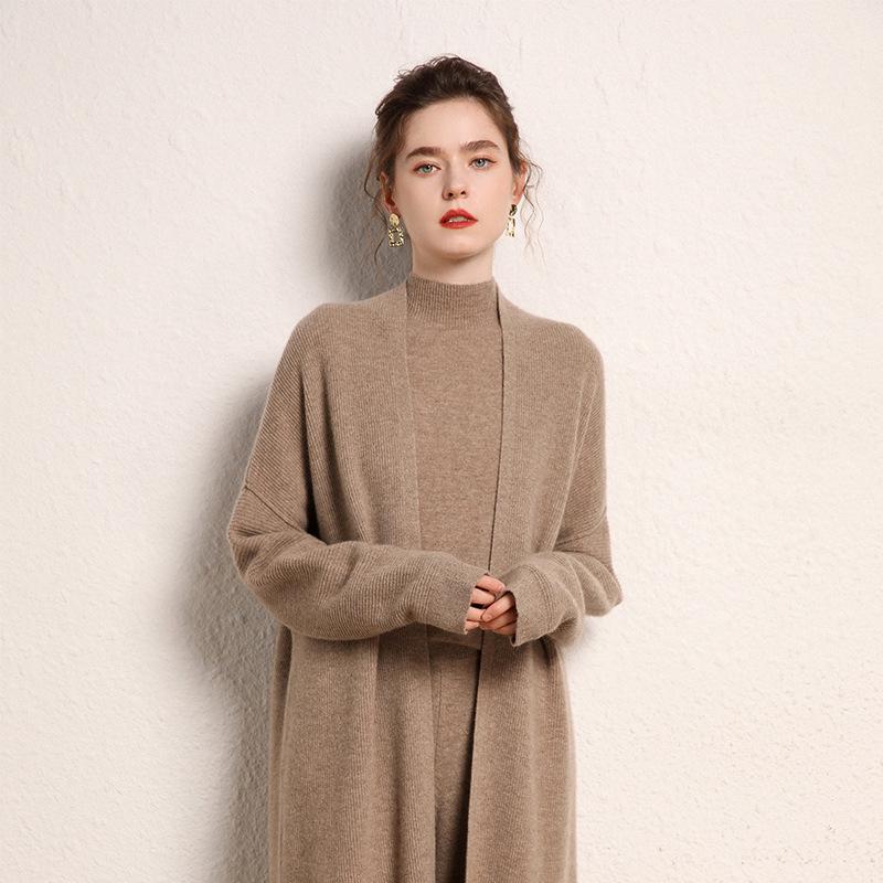 Cashmere Loose Mid-length Cardigan – Autumn/Winter Style Women's Knit Sweater