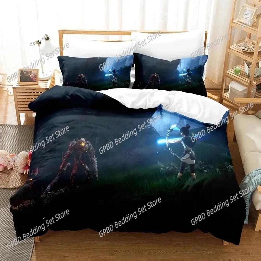 Comforter 3D Anime Game Bridge Spirits Kena Bedding Set 3D Printed Suitable For Bedroom Kids Home Textile