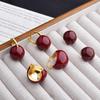 New Retro Light Luxury Ankola Red Ball Stud Earrings, Ear Buckles, Personalized Versatile and Festive Temperament Earrings