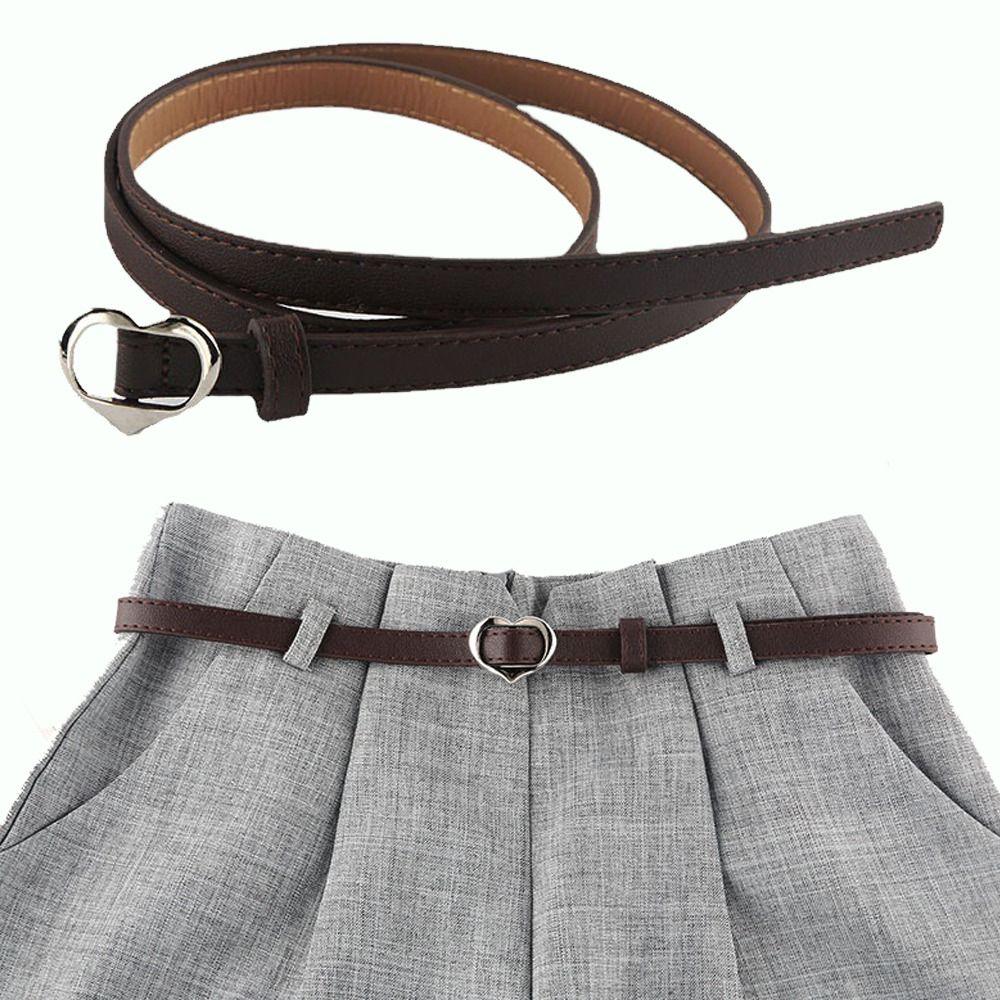 

Casual Leather Belt Love Heart Trouser Dress Belts Women Thin Waist Strap чорний