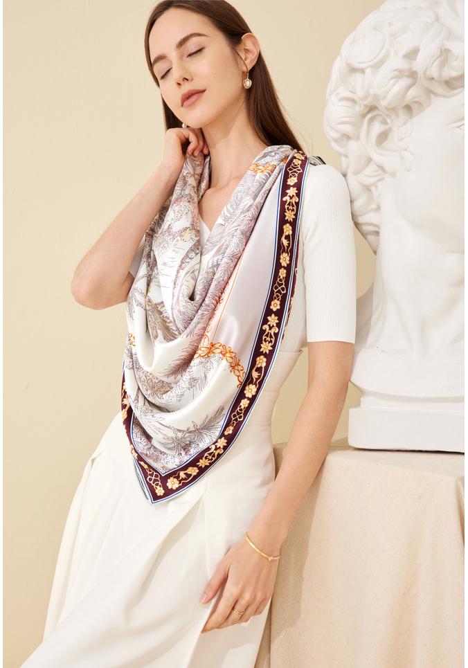Luxurious Double-Sided Silk Scarf, 18 Momme Twill, 110cm - Premium Business Gift