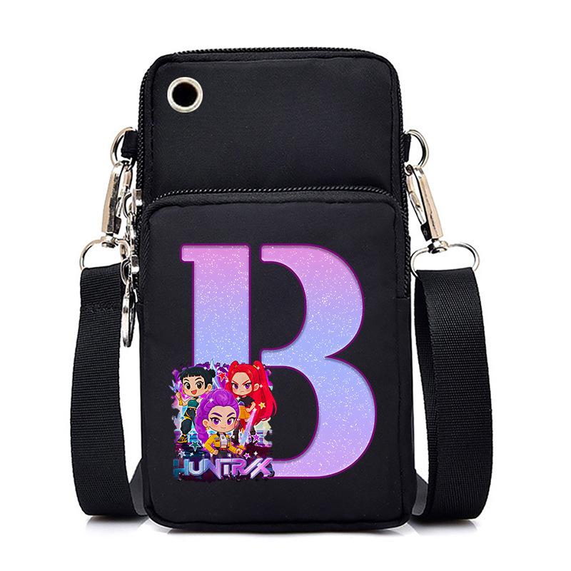 Anime Cartoon Peripheral 26 Letters Mobile Phone Bag Multi-Function Vertical Square Black Messenger Bag