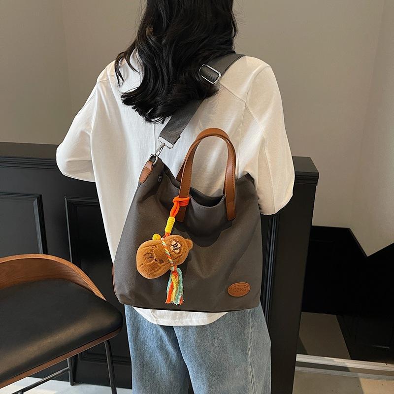 New Women's Fashion Casual Simple Tote Niche Shoulder Large Capacity Student Commuter Canvas Bag
