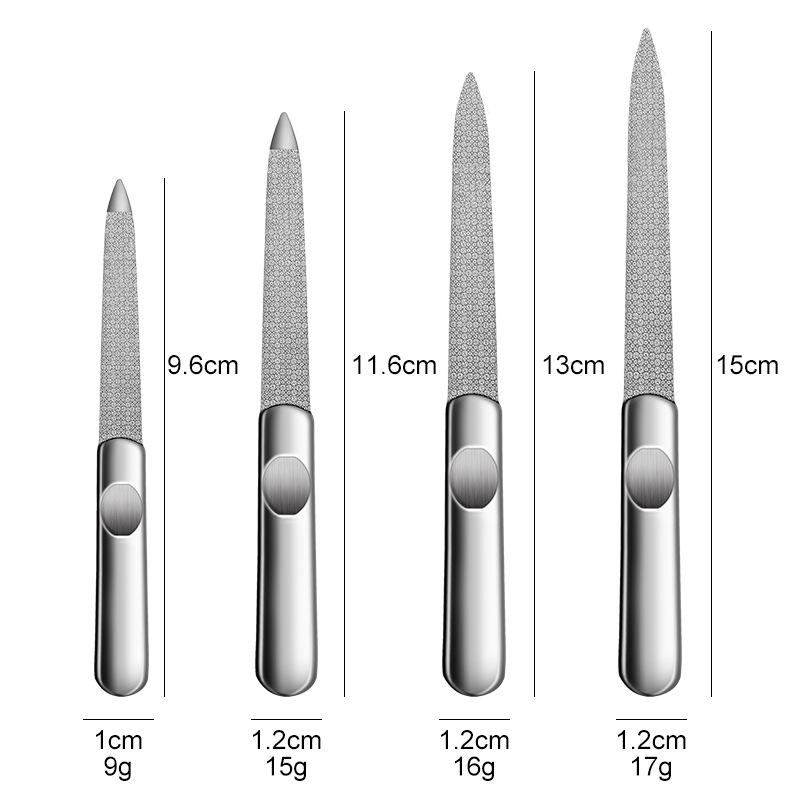 Double-Sided Stainless Steel Nail File and Buffer Set with Frosted Finish