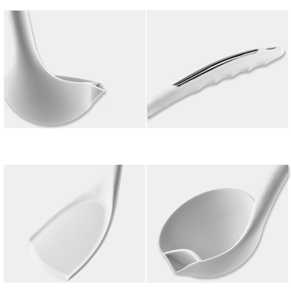 1 ST Silikon Långt handtag Olje Soppa Separat sked Non Stick Matlagning Spatel Köksredskap Matlagning Wok Spatel Soppa Sked Köksutrustning