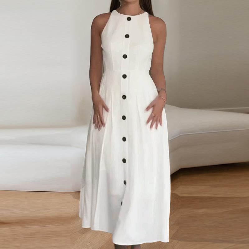 

ZANZEA Женское летнее повседневное платье с круглым вырезом, свободное, без рукавов 5XL белый