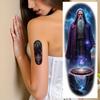 9pcs Temporary Tattoo Colorful Realism Alien Woman With UFO Wizard With Staff Dark Warrior With Scythe For Adult Arms Male