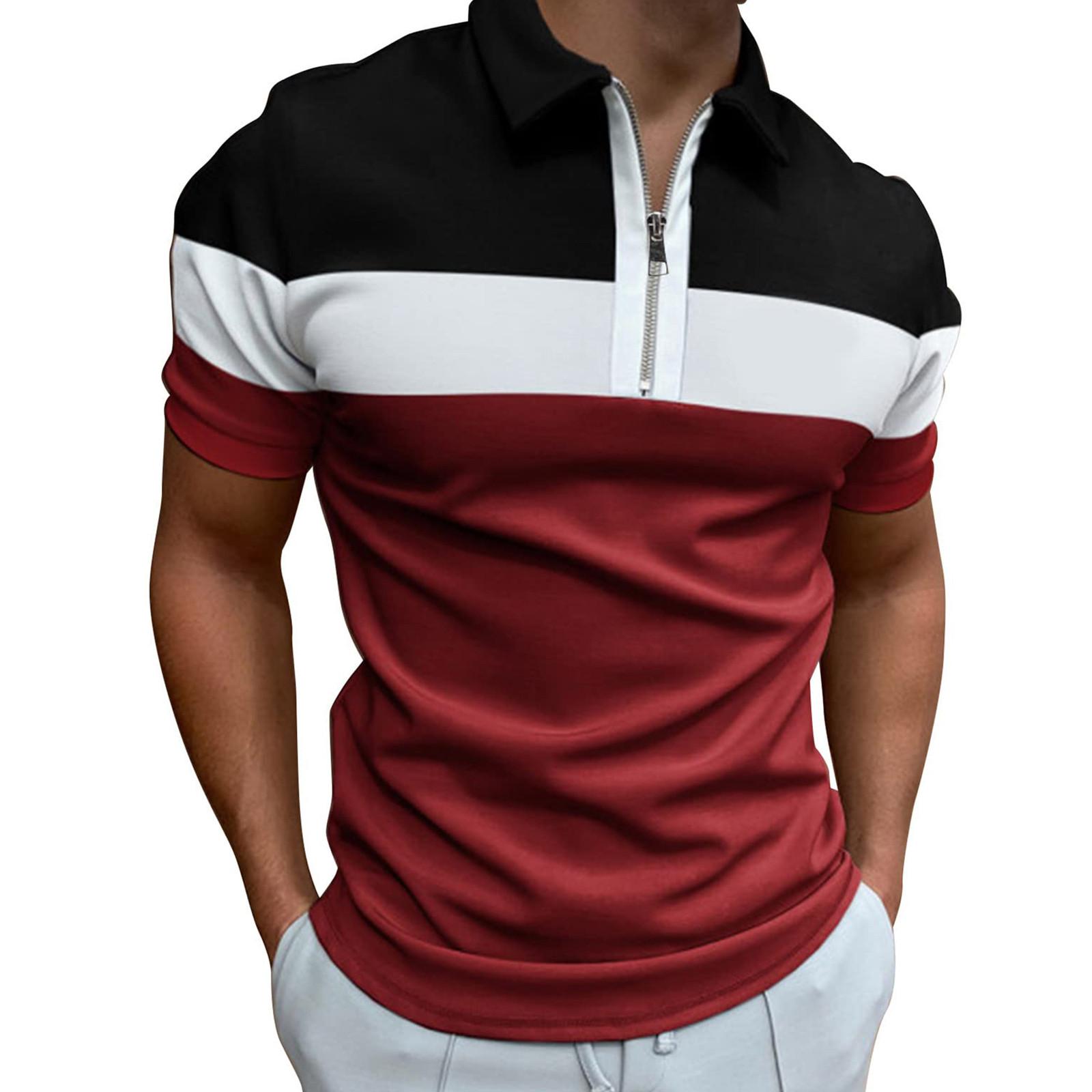 

Мужская рубашка Рубашка для гольфа Ретро Цветовой контраст На открытом воздухе Уличный с короткими рукавами С принтом Одежда Модельер Повседневный Дышащий XL винный