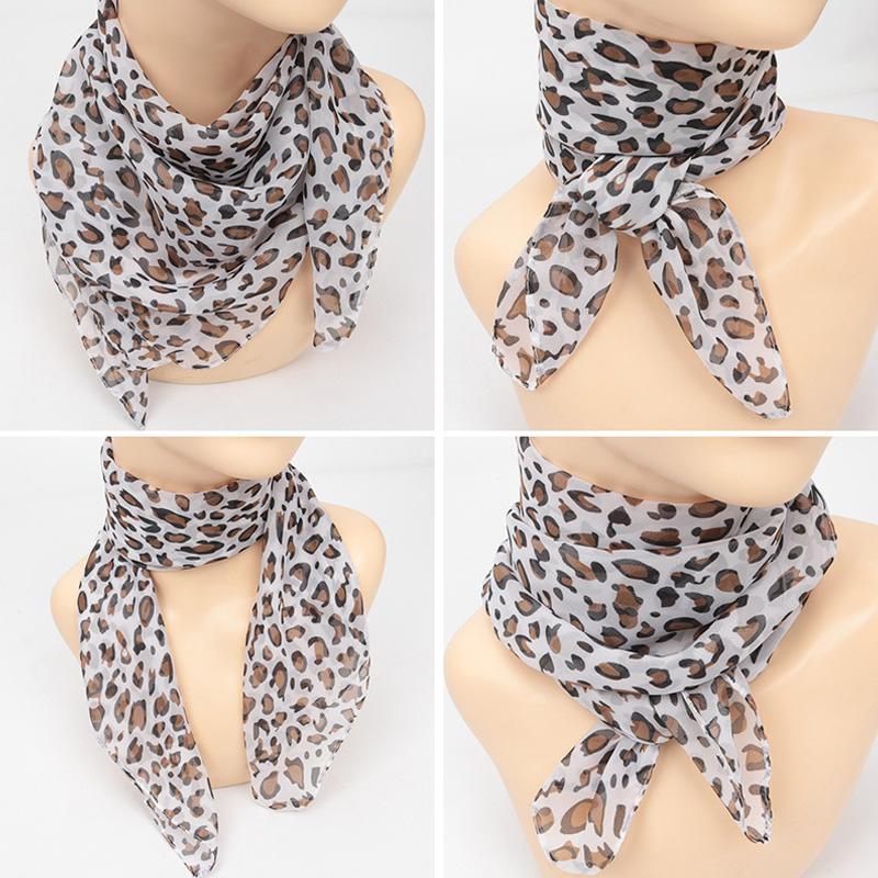1ks ozdobný pásek do vlasů šátek s leopardím potiskem Šifon čtvercový šátek na ochranu před sluncem Vintage