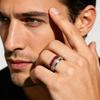 Luxury Red Opal & Meteorite Inlay Rings for Men Women, Fashion 8mm CopperColor Men Stainless Steel Rings, Wedding Band Jewelry