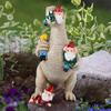 Garden Dinosaur Sculpture Outdoor Dinosaur Eating Gnome Statue Resin Figurine Art Decor for Indoor Outdoor Home Decoration