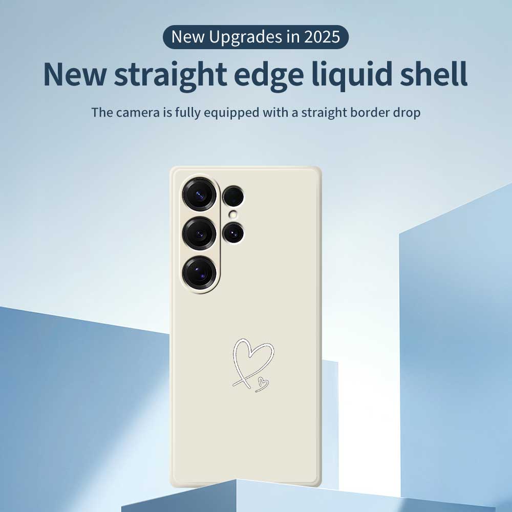 For Samsung Galaxy S25 Ultra Case White Love Pattern Printing Straight Edge TPU Phone Back Cover