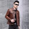 Autumn and winter leather leather jacket men's casual men's clothing first layer cowhide top brown leather motorcycle jacket