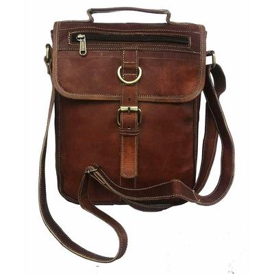 Echte Vintage Bruine Rijke Leren Messenger Crossbody Tas Handgemaakte Portemonnee