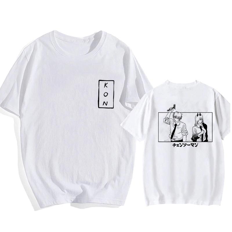 Black White Tshirt Makima Harajuku Graphic Tees Clothing Chainsaw T Shirt Japanese Anime Aesthetic Clothes Harajuku Streetwear