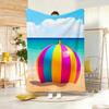 Summer Retro Beach Ball Throw Lightweight  Flannel Blanket Soft Skin-friendly for Summer Cooling