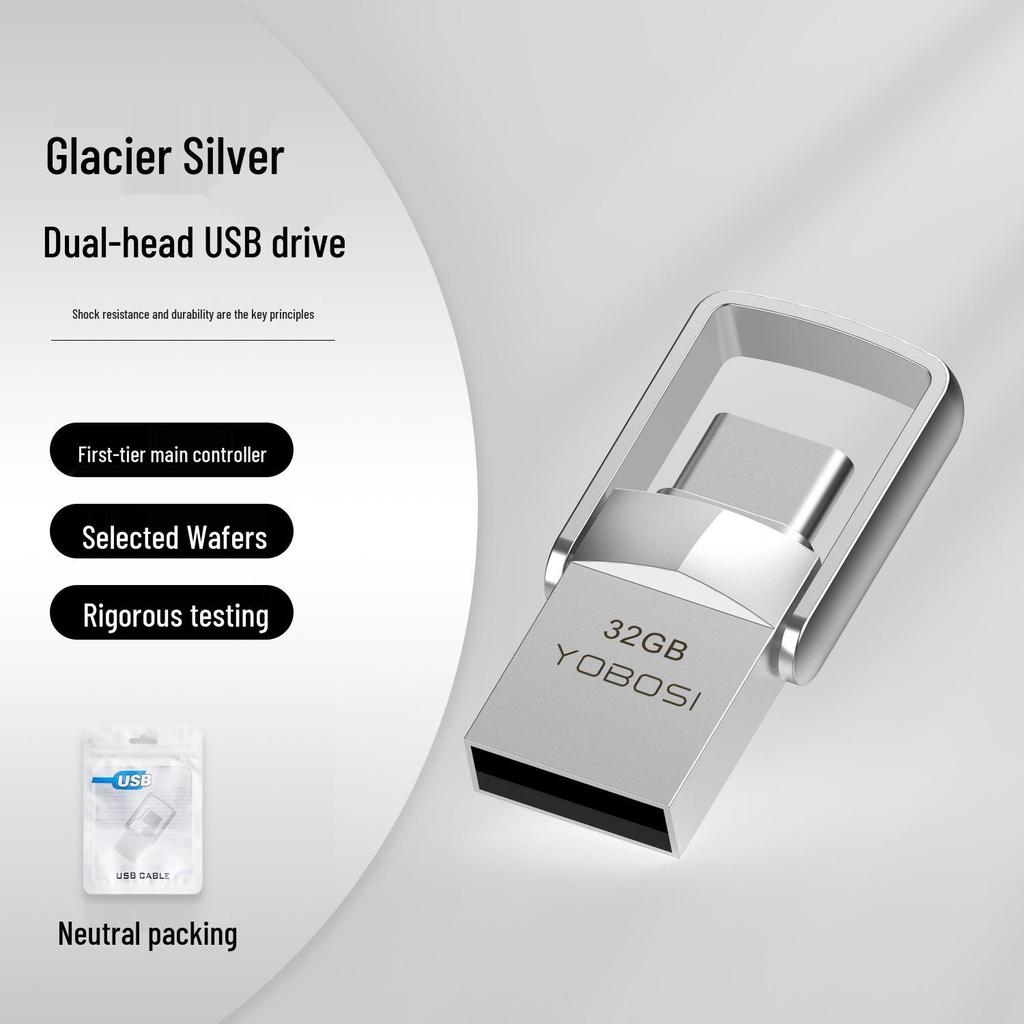 Customized Metal Dual-Use Rotating USB Flash Drive - High-Speed 32GB, 64GB, 128GB, Large Capacity