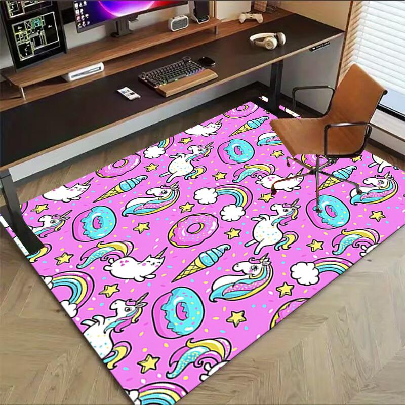 1PC Unicorns Donuts Extra Large Non Slip Floor Carpet, Office, Family, Bedroom, Studio Large Area Rug Indoor Rugs