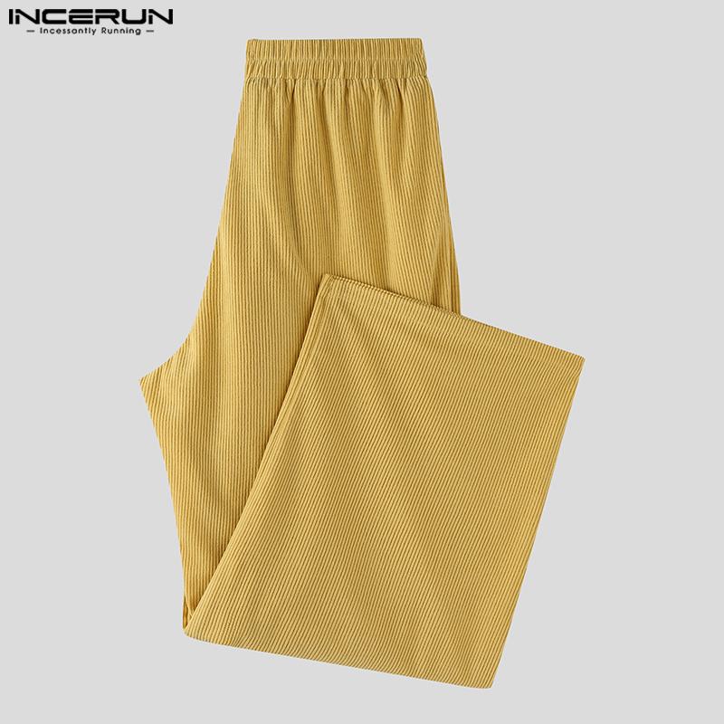 INCERUN Autumn Men Corduroy Sleeveless Waistcoat and Long Pants Outfits Sets