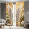 2pcs Gold Angel Wings Print Sheer Polyester Curtains with Rod Pocket – for Living Room   Bedroom   Office & Kitchen Decor