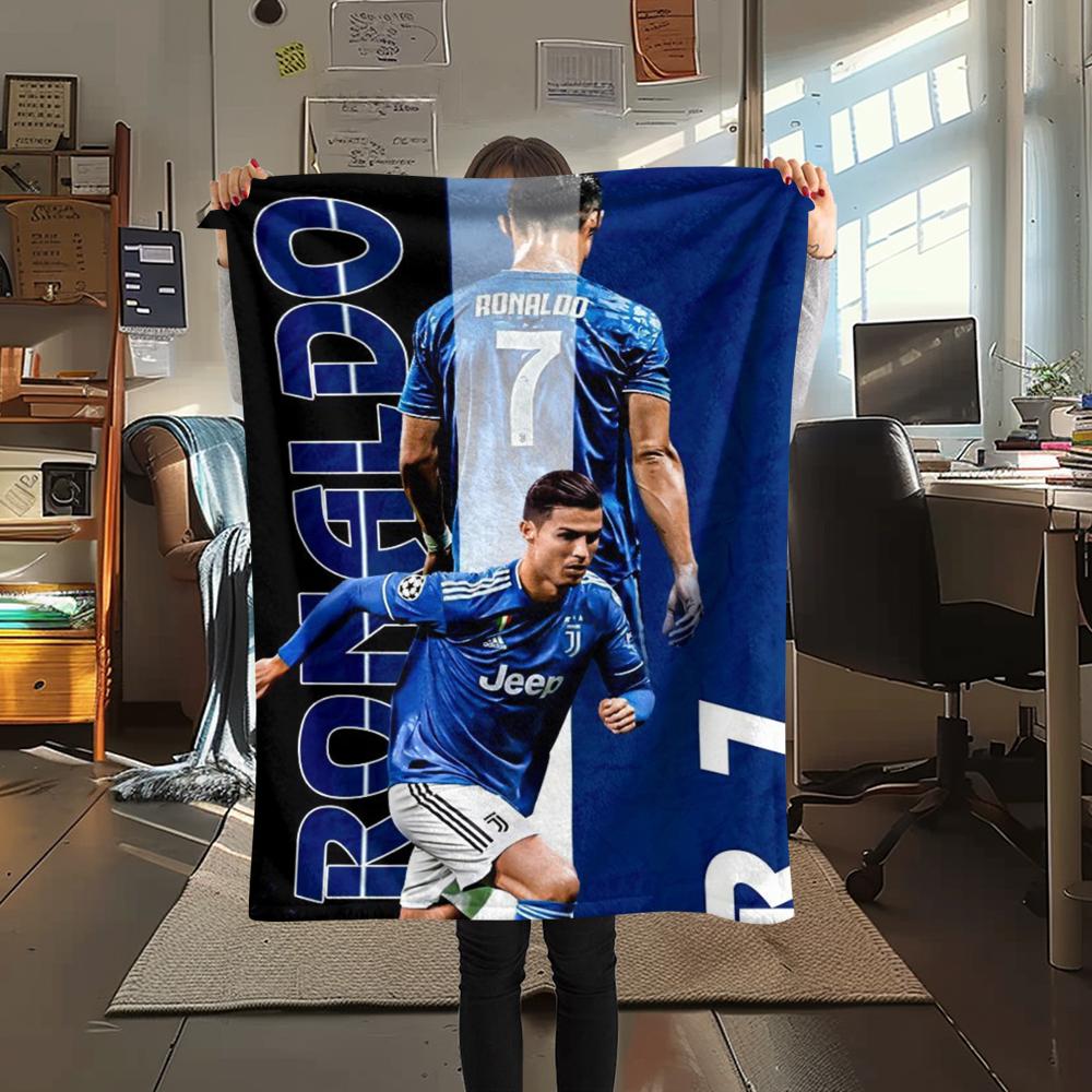 1 Stück C Ronaldo Aufdruck Flanelldecke, Hohe Qualität, Bequem für alle Jahreszeiten, Heimdekoration, Wärme und Komfort, Perfekt für Weihnachtsgeschenke