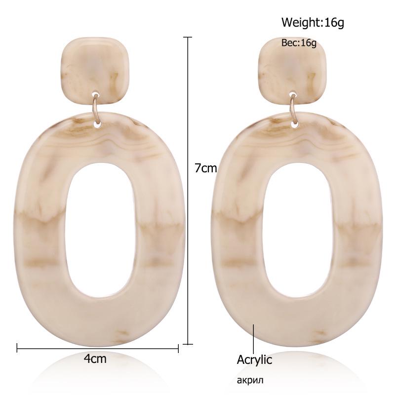 Retro Fashion Simple Acrylic Earrings Geometric Elliptical Pendant Earrings